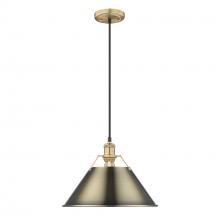  3306-L BCB-AB - Orwell BCB Large Pendant - 14" in Brushed Champagne Bronze with Aged Brass shade